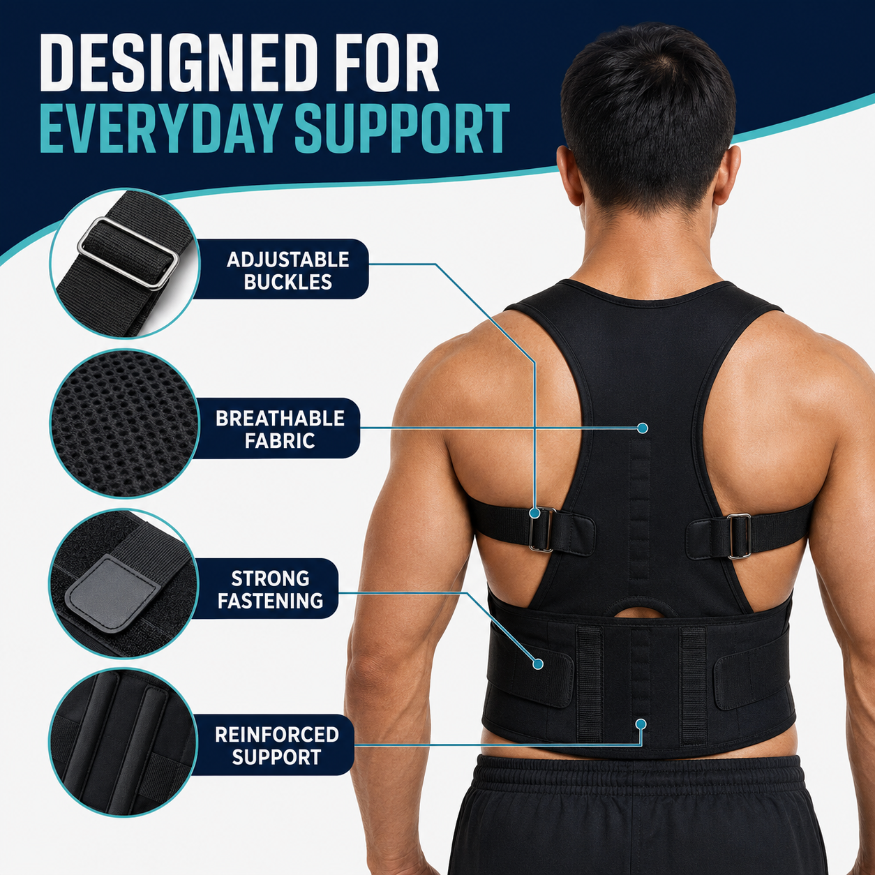 Adjustable Posture Corrector Belt for Men &amp; Women | Back Support Brace